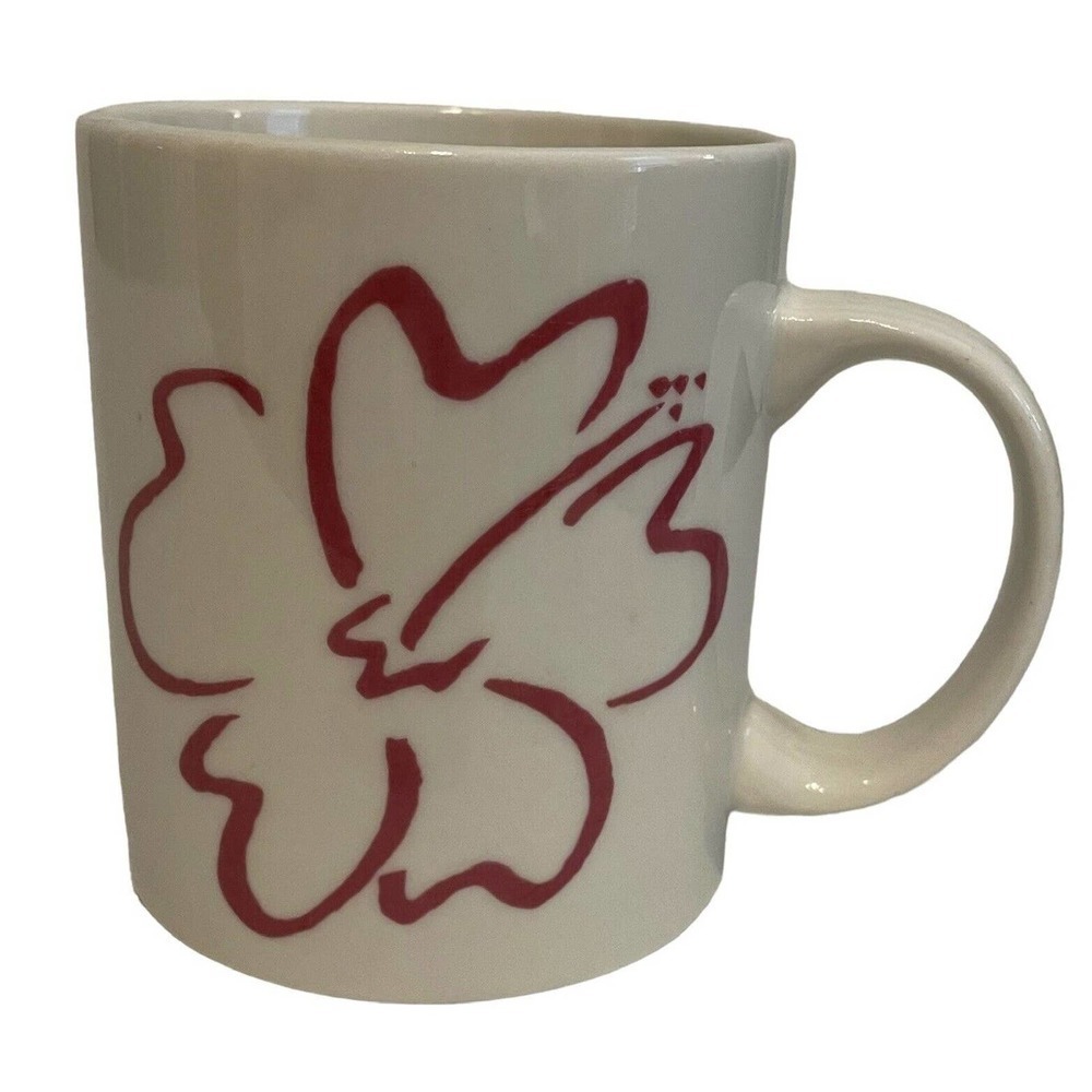 Vintage Hilo Hattie Hawaii Pink Hibiscus Coffee Cup Mug Souvenir White Ceramic